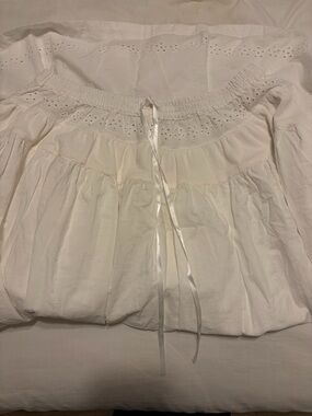 Free People White Off-Shoulder Eyelet Top